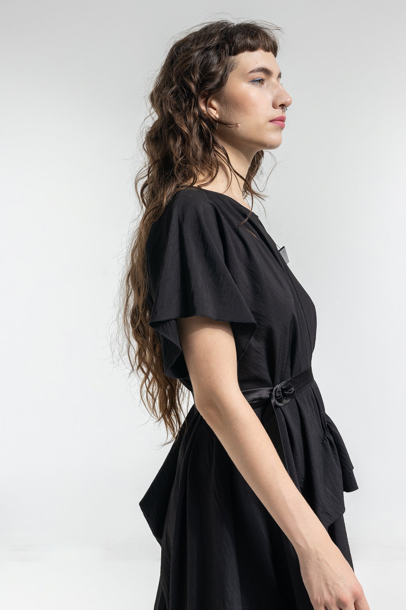 oversized short sleeves midi dress