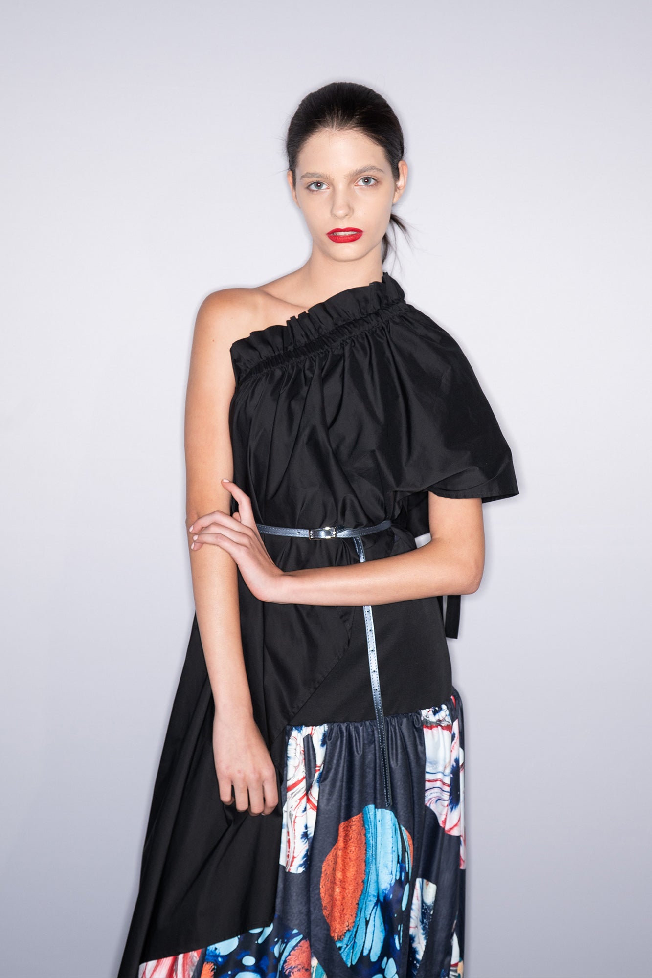 Nori One Shoulder Midi Dress at the backstage of bcefw