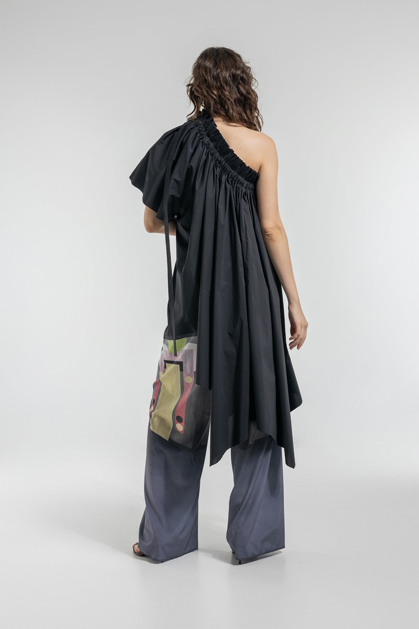 one shoulder midi dress cold shoulder design