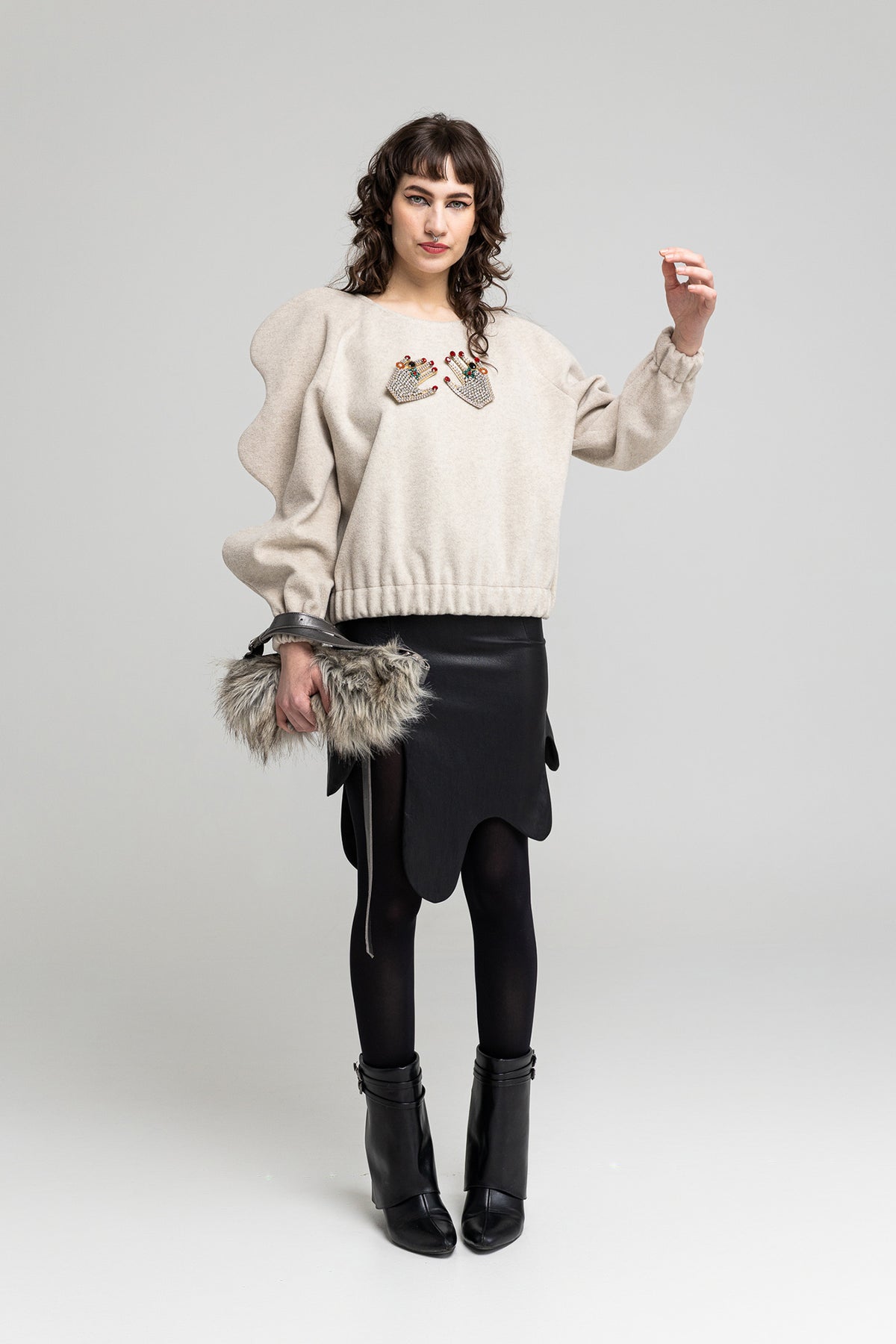 eco-leather mini skirt with elastic waistband artista budapest