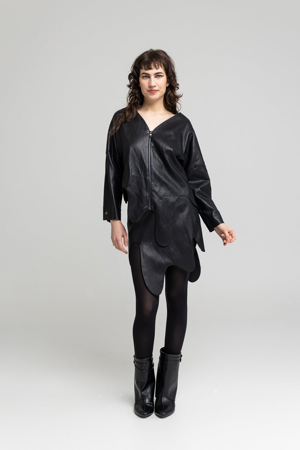 eco-leather zipped jacket dropped shoulders artista budapest