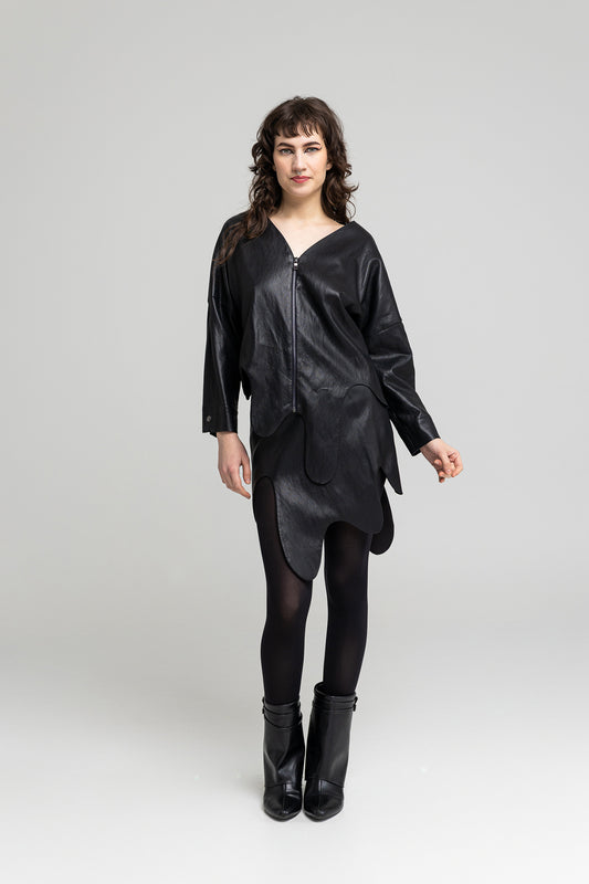 eco-leather zipped jacket dropped shoulders artista budapest
