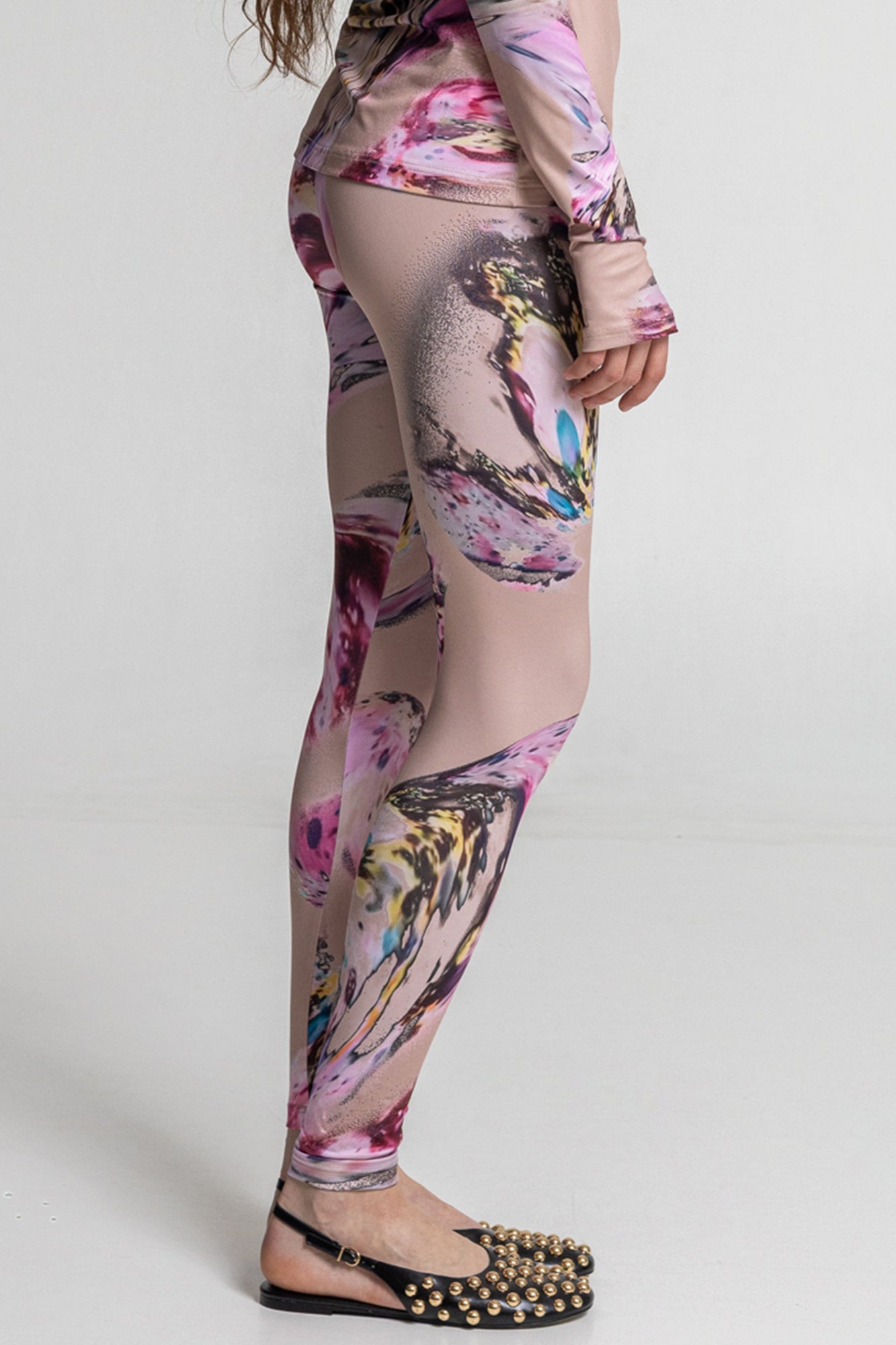 skinny elastic printed leggings