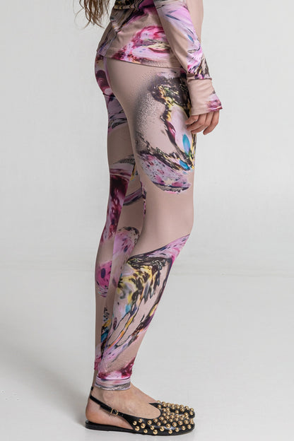 skinny elastic printed leggings