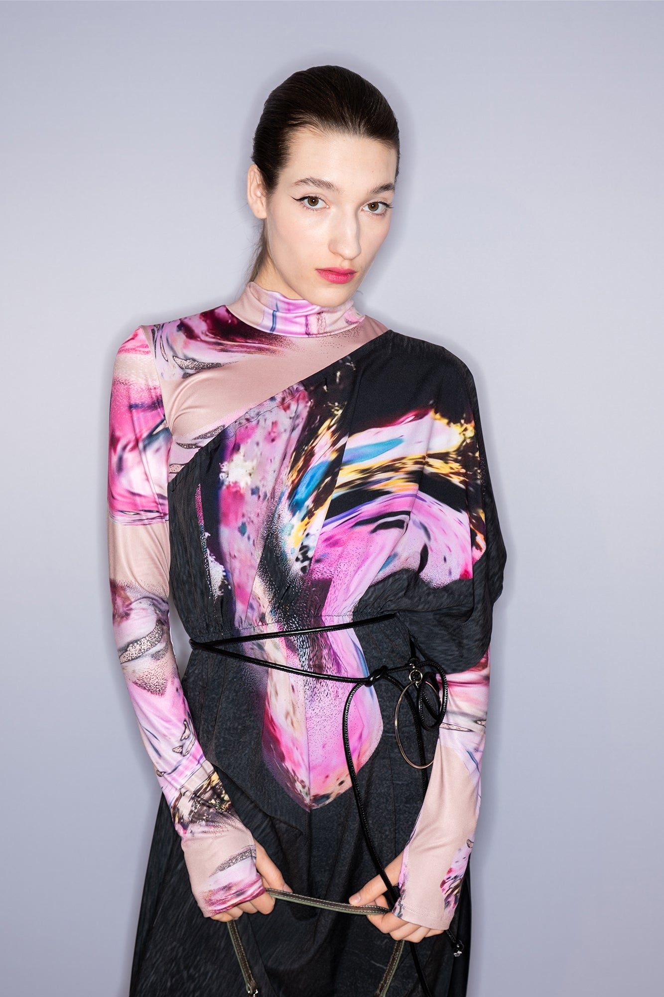 model wearing Opal Printed Top at Budapest Central European Fashion Week