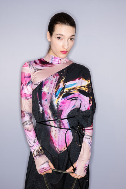 model wearing Opal Printed Top at Budapest Central European Fashion Week