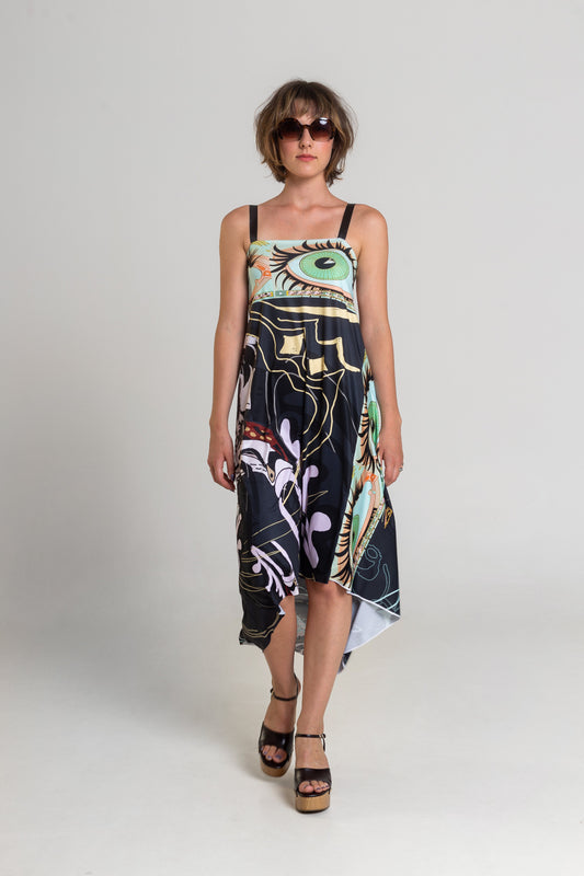 midi asymmetric cut dress artista budapest