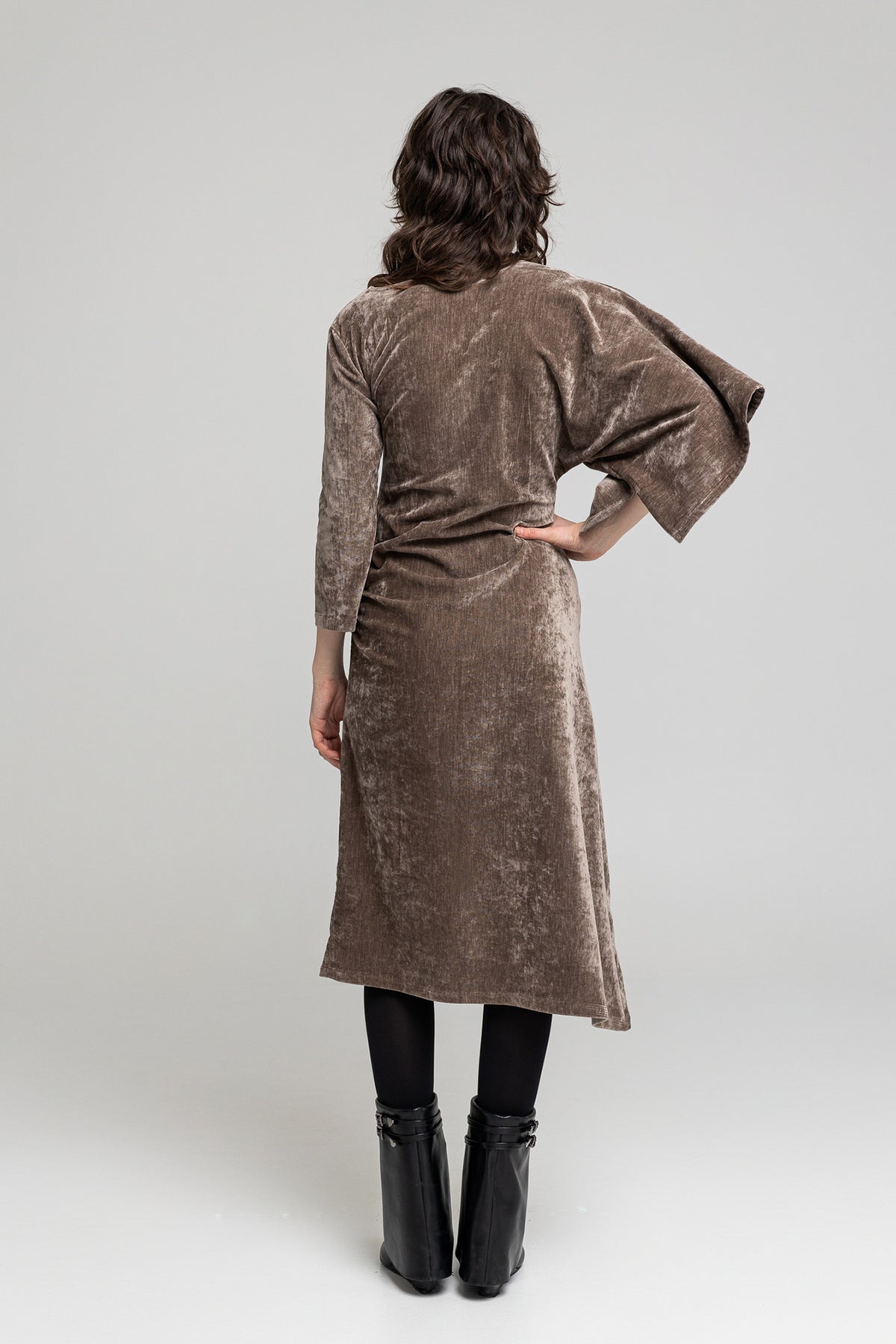 Phoebe Asymmetric Sleeve Midi Dress