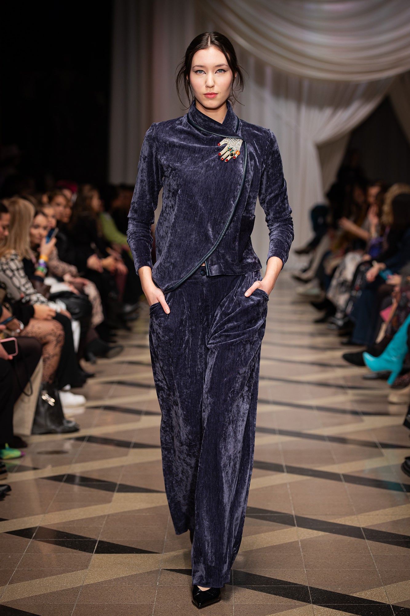 Poppy Velvet Wide-Leg Pants