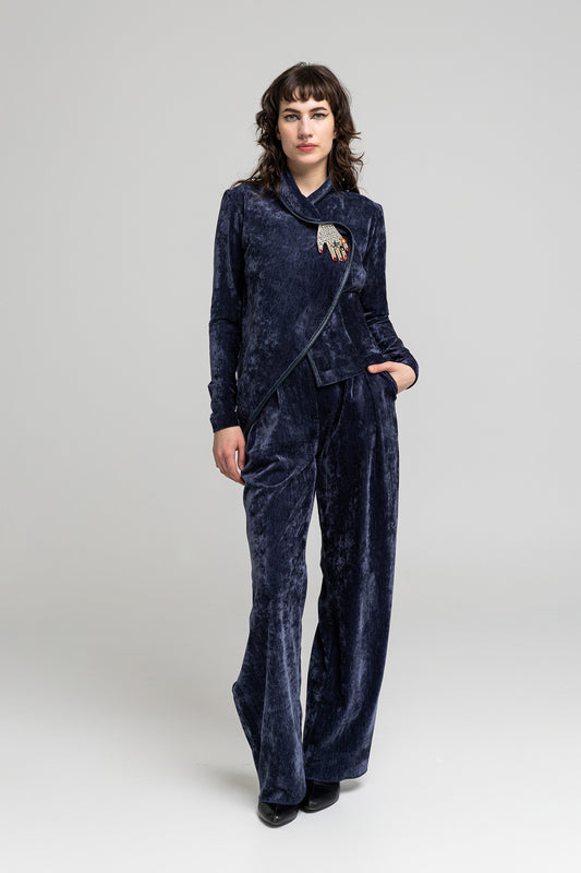 Poppy Velvet Wide-Leg Pants