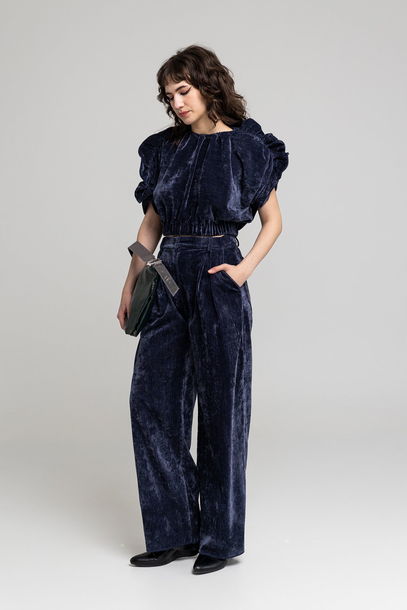Poppy Velvet Wide-Leg Pants