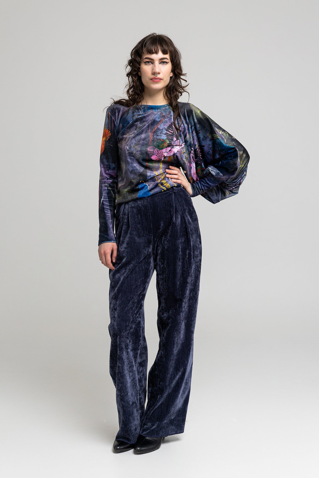 Poppy Velvet Wide-Leg Pants