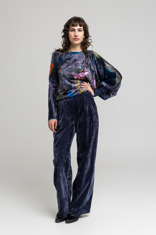 Poppy Velvet Wide-Leg Pants