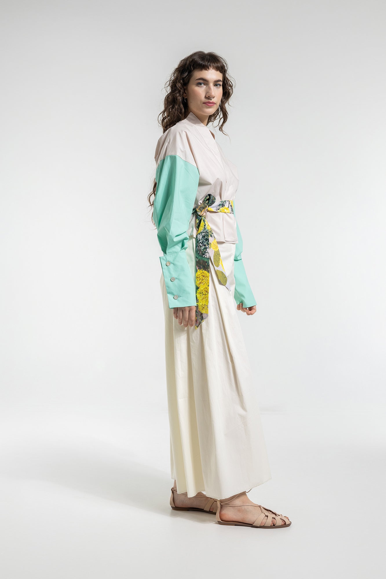 wide leg pants cotton blend fabric