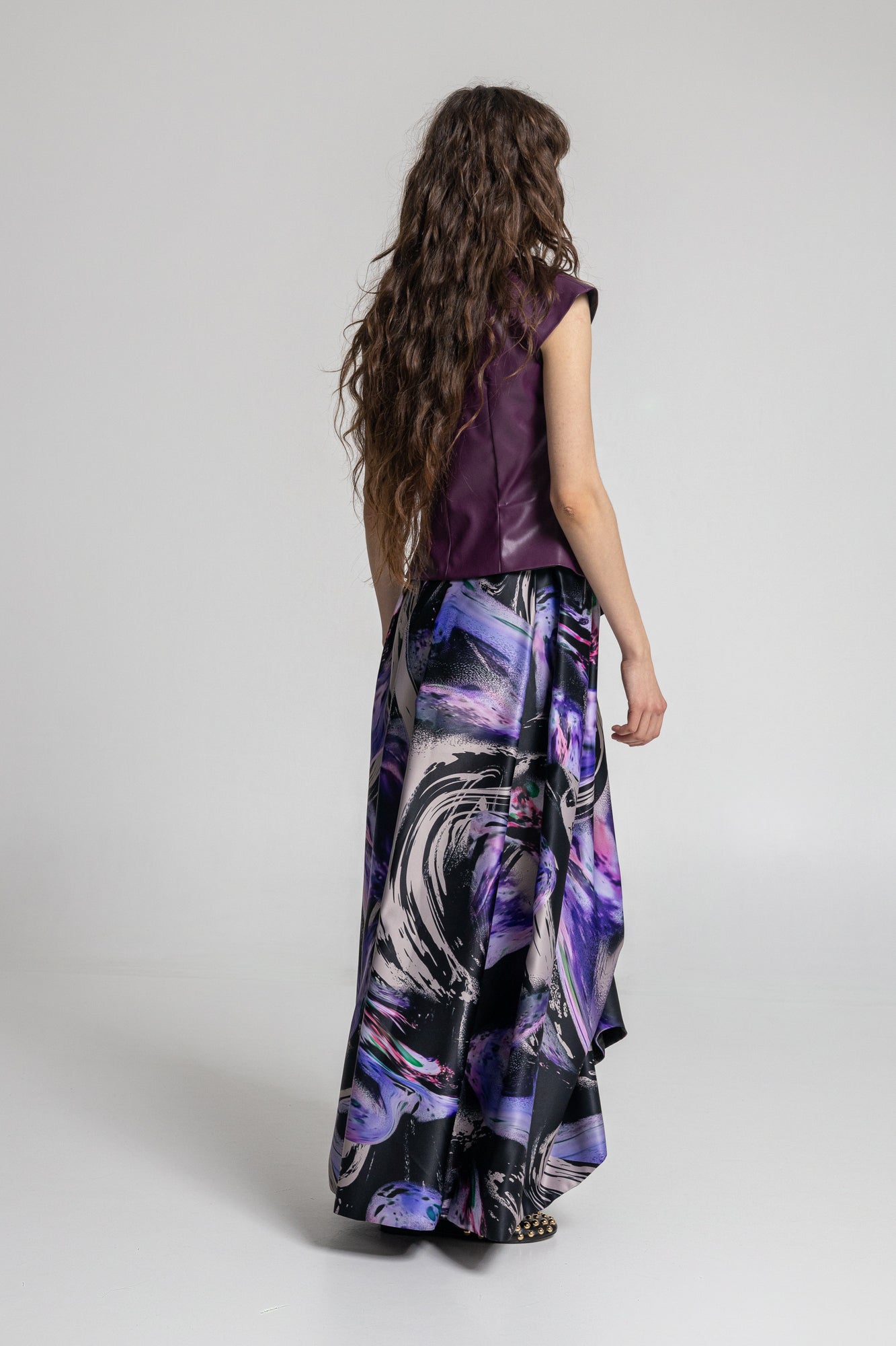 Queeny Draped Asymmetric Maxi Skirt