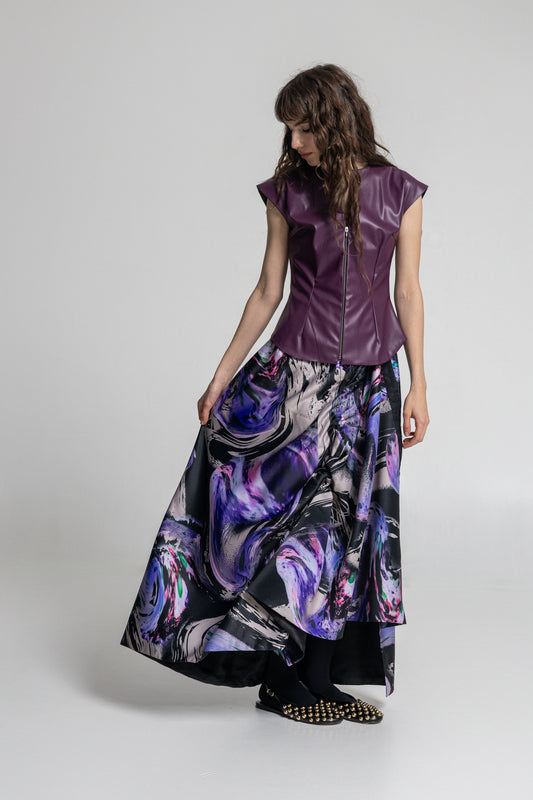 Queeny Draped Asymmetric Maxi Skirt