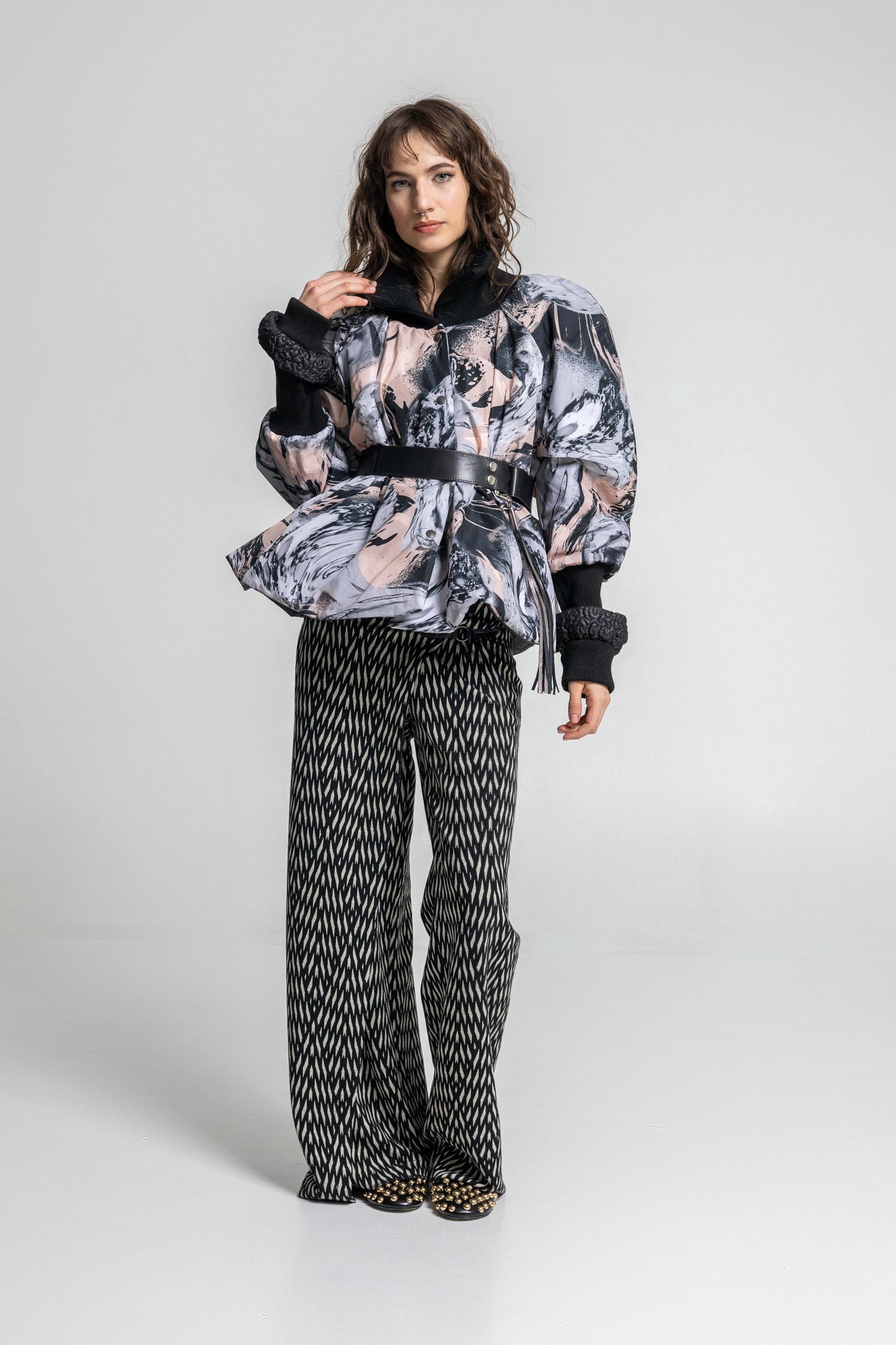 printed puffy jacket from lightweight waterresistant fabric