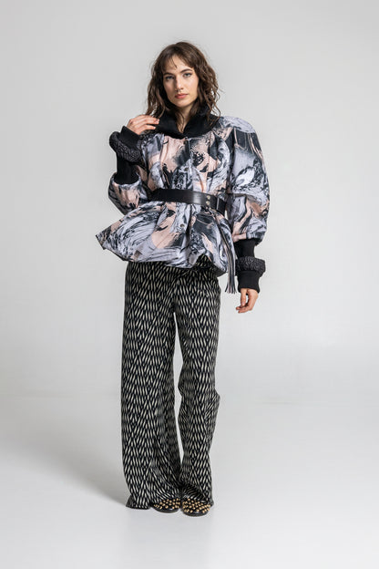 printed puffy jacket from lightweight waterresistant fabric