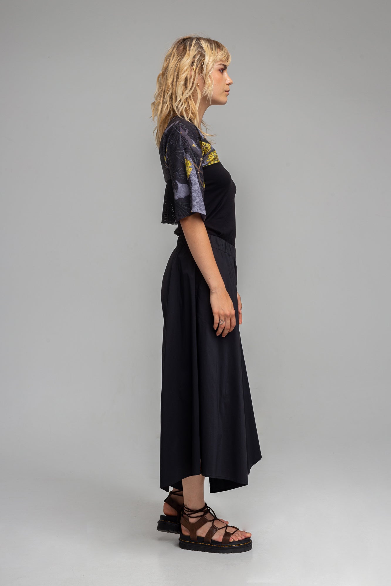 REA black wide leg culottes