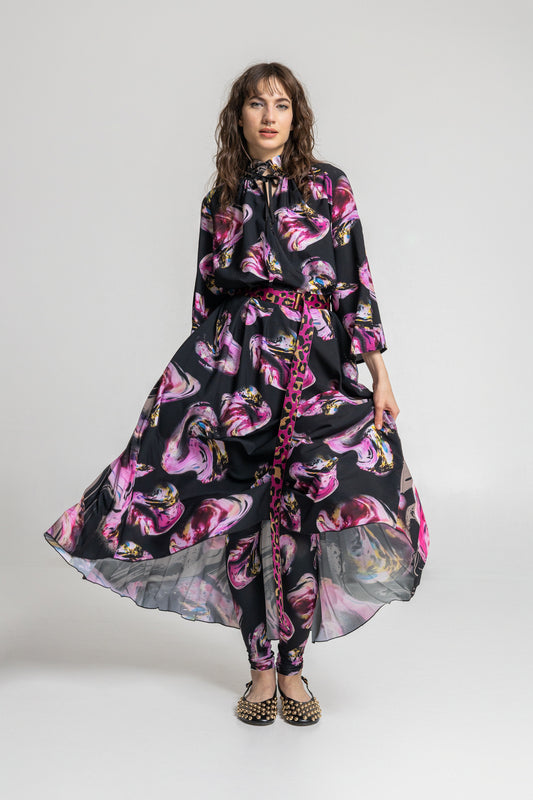 embellished printed midi dress oversized design