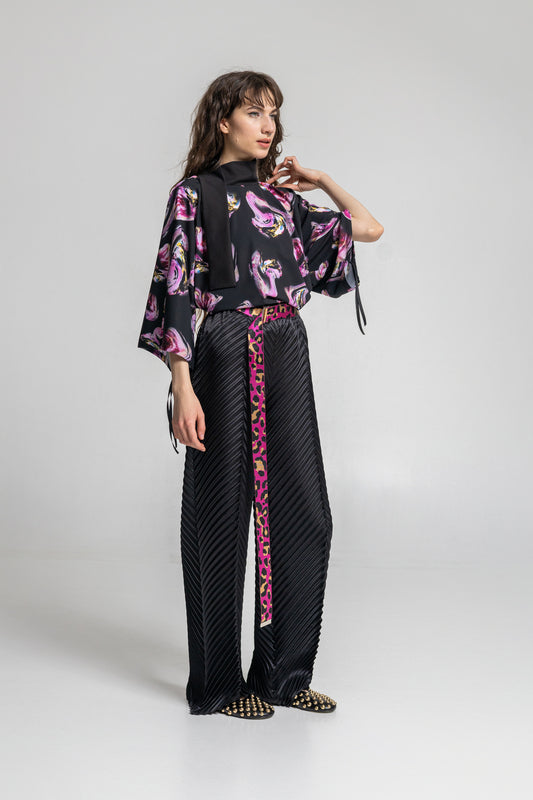Rose Crystal High Neck Blouse