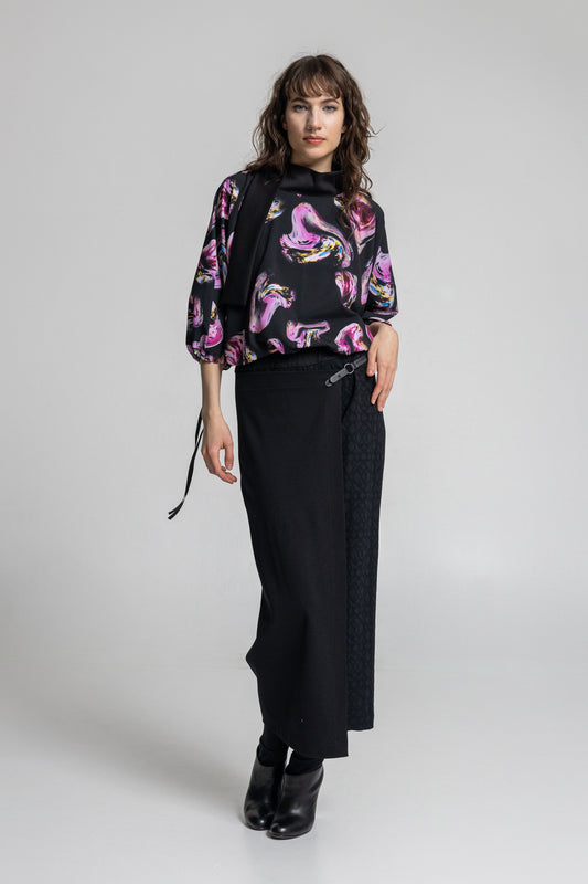 Rose Crystal High Neck Blouse