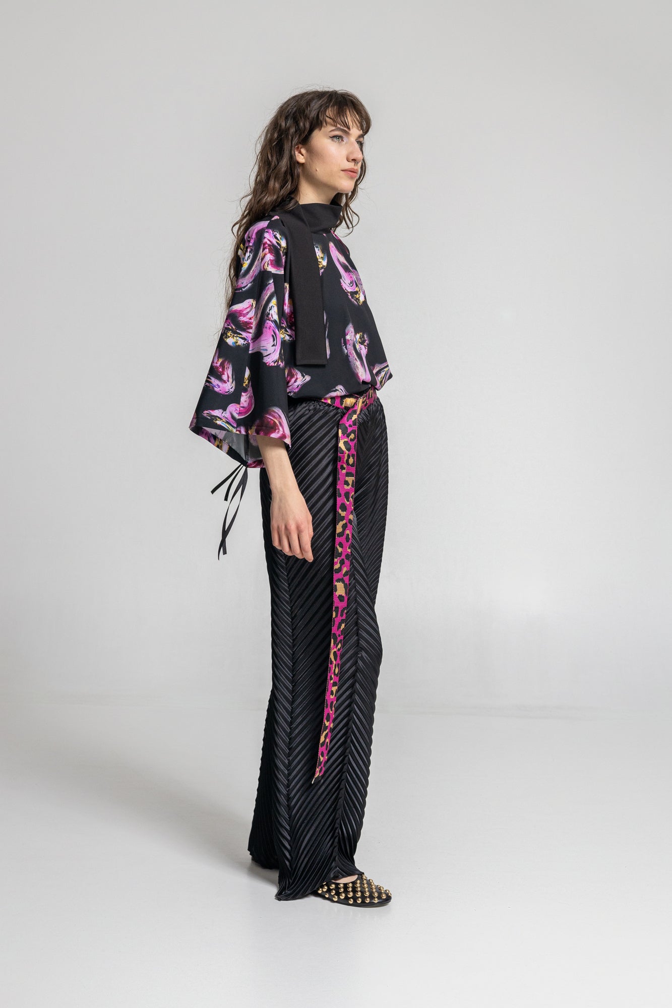 Rose Crystal High Neck Blouse
