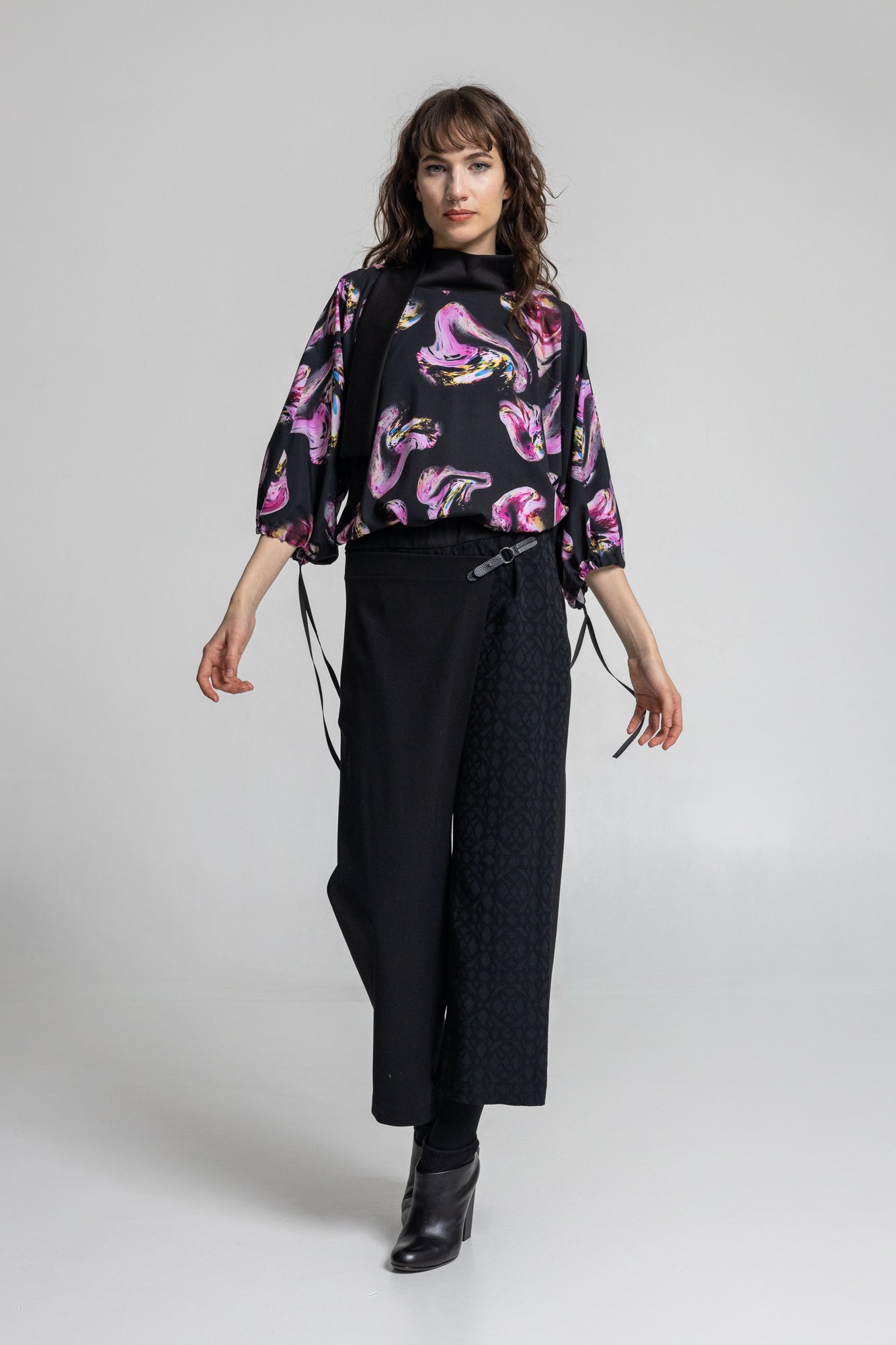 Rose Crystal High Neck Blouse