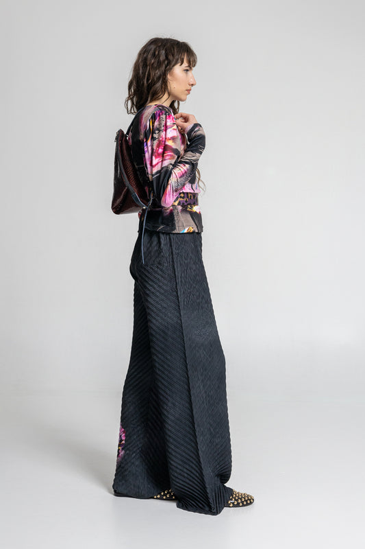 pleated wide leg pants