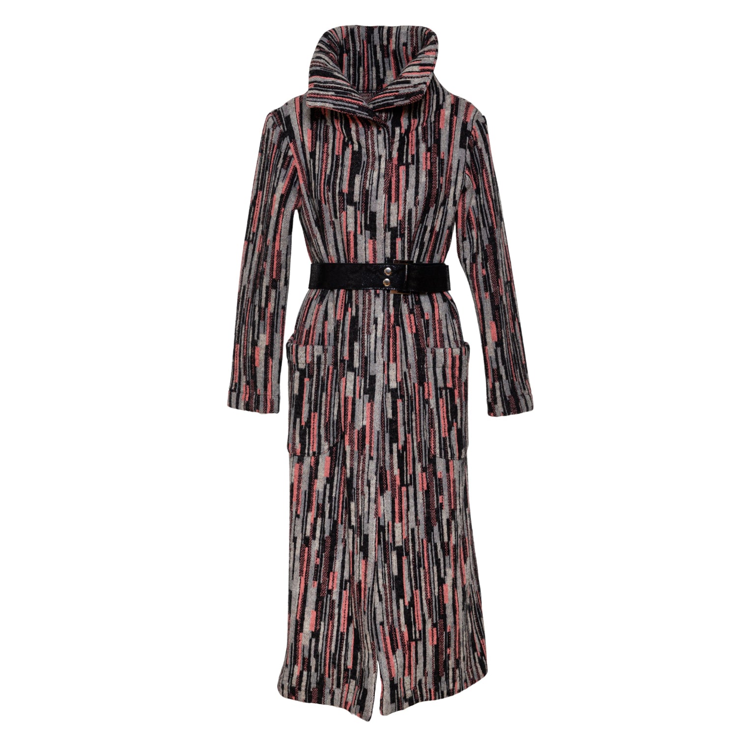 knitted maxi coat with front pockets