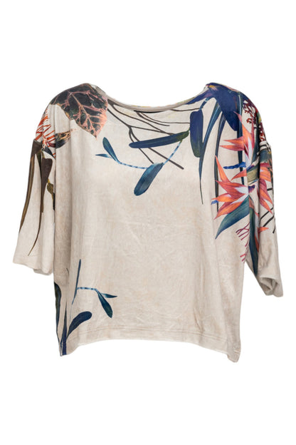 Space Boxy Fit Top with asymmetric floral print
