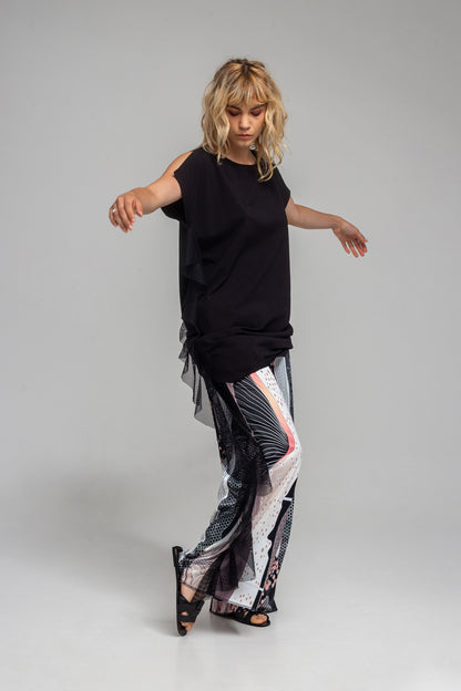 relaxed fit dress with mesh frill details artista budapest