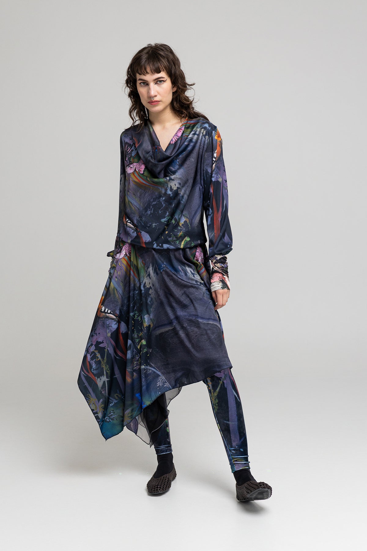 asymmetric midi skirt synthetic fabric artista budapest