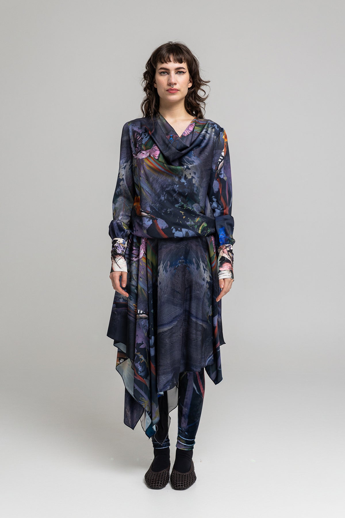 silky fabric printed blouse artista budapest