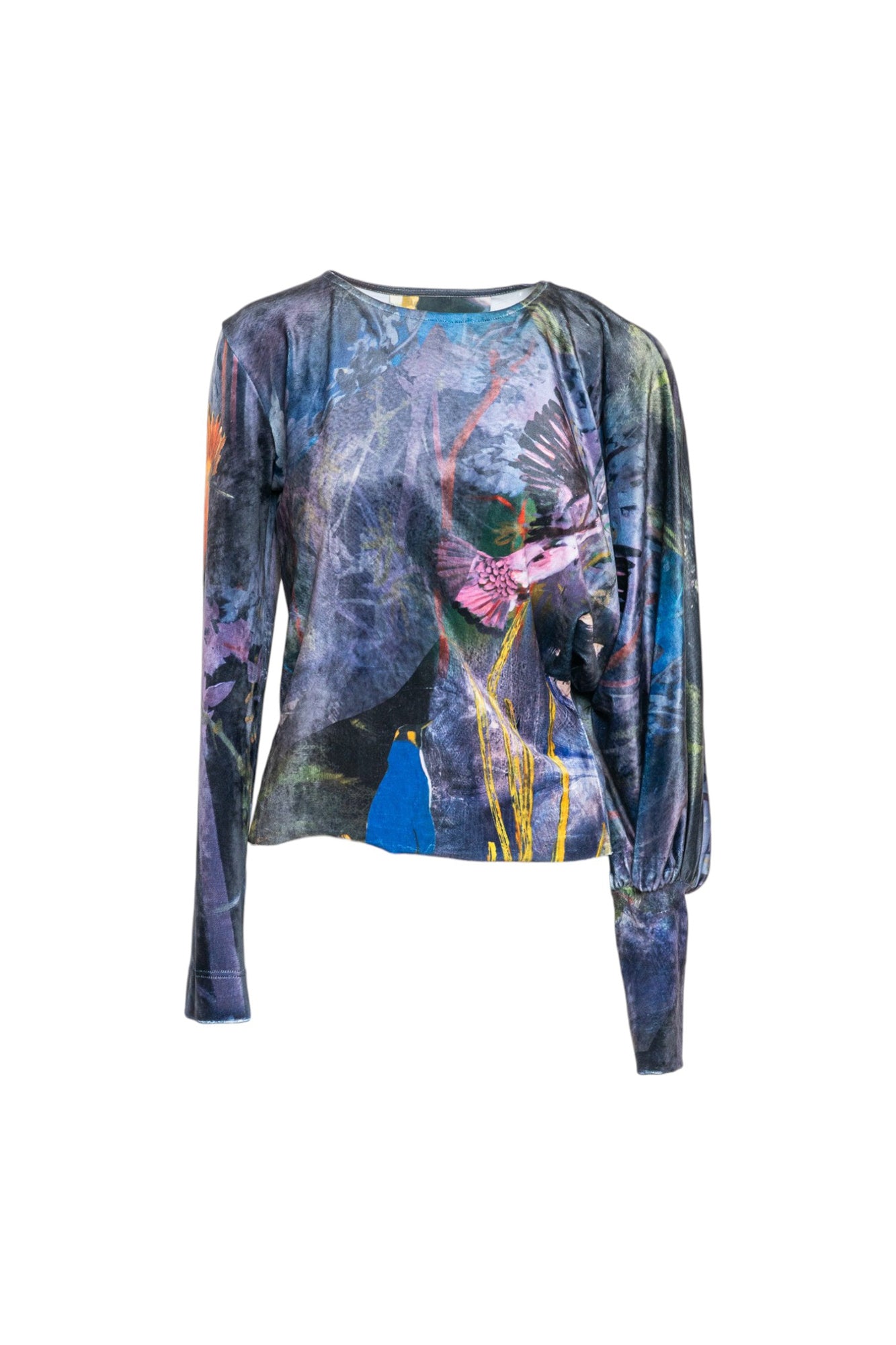 Serena Velvet Asymmetric Sleeve Top