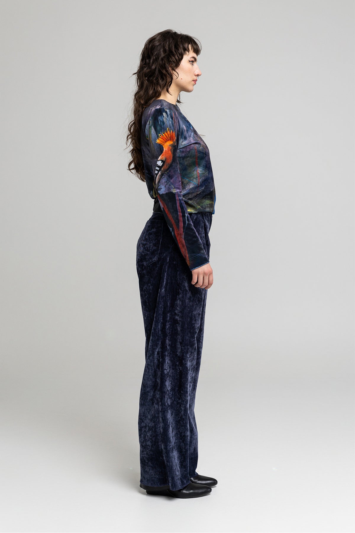 Serena Velvet Asymmetric Sleeve Top