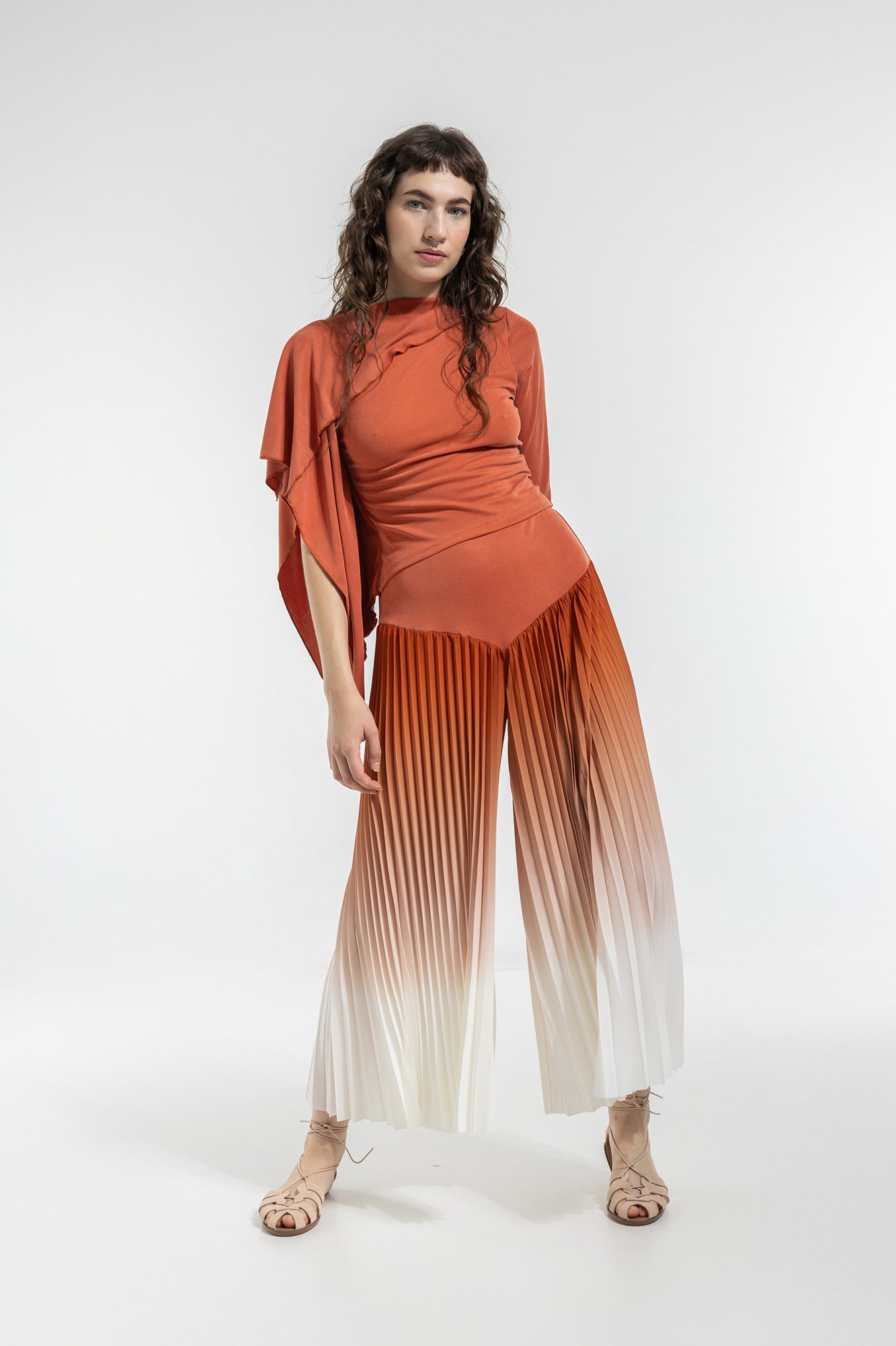 pleated culottes with elastic waistband