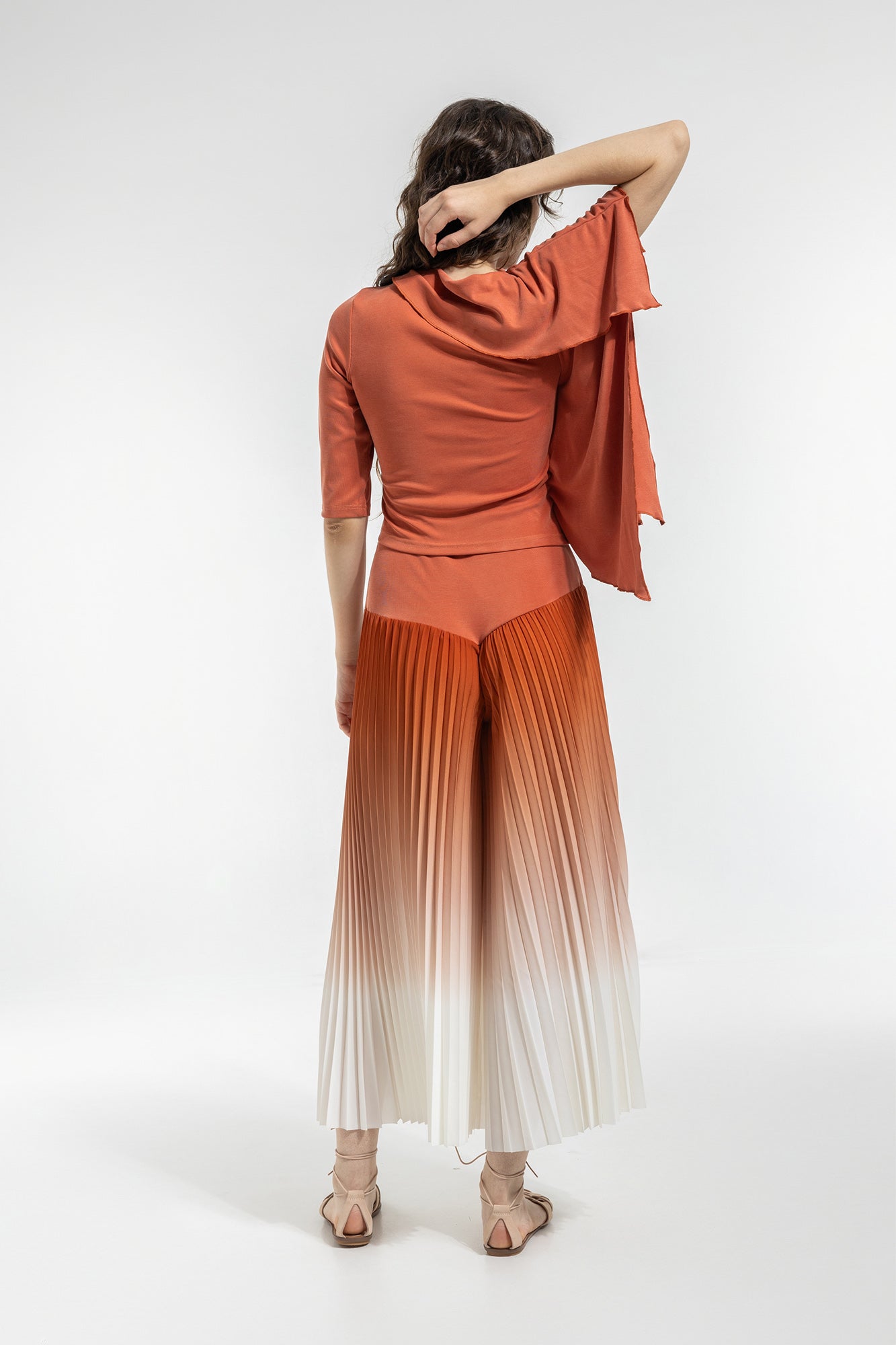 pleated culottes mid rise