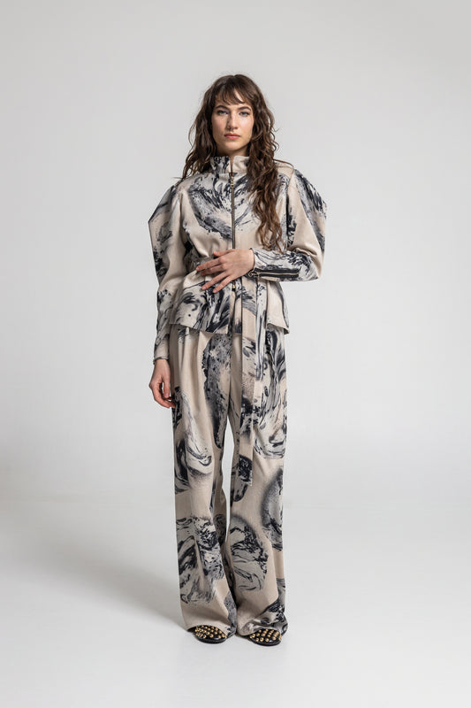 Silver Crystal Corduroy Shirt Jacket