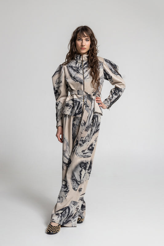 Silver Crystal Wide Leg Pants