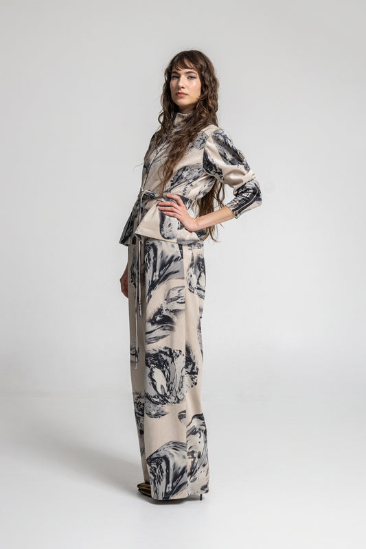 wide leg corduroy pants with high-rise finish