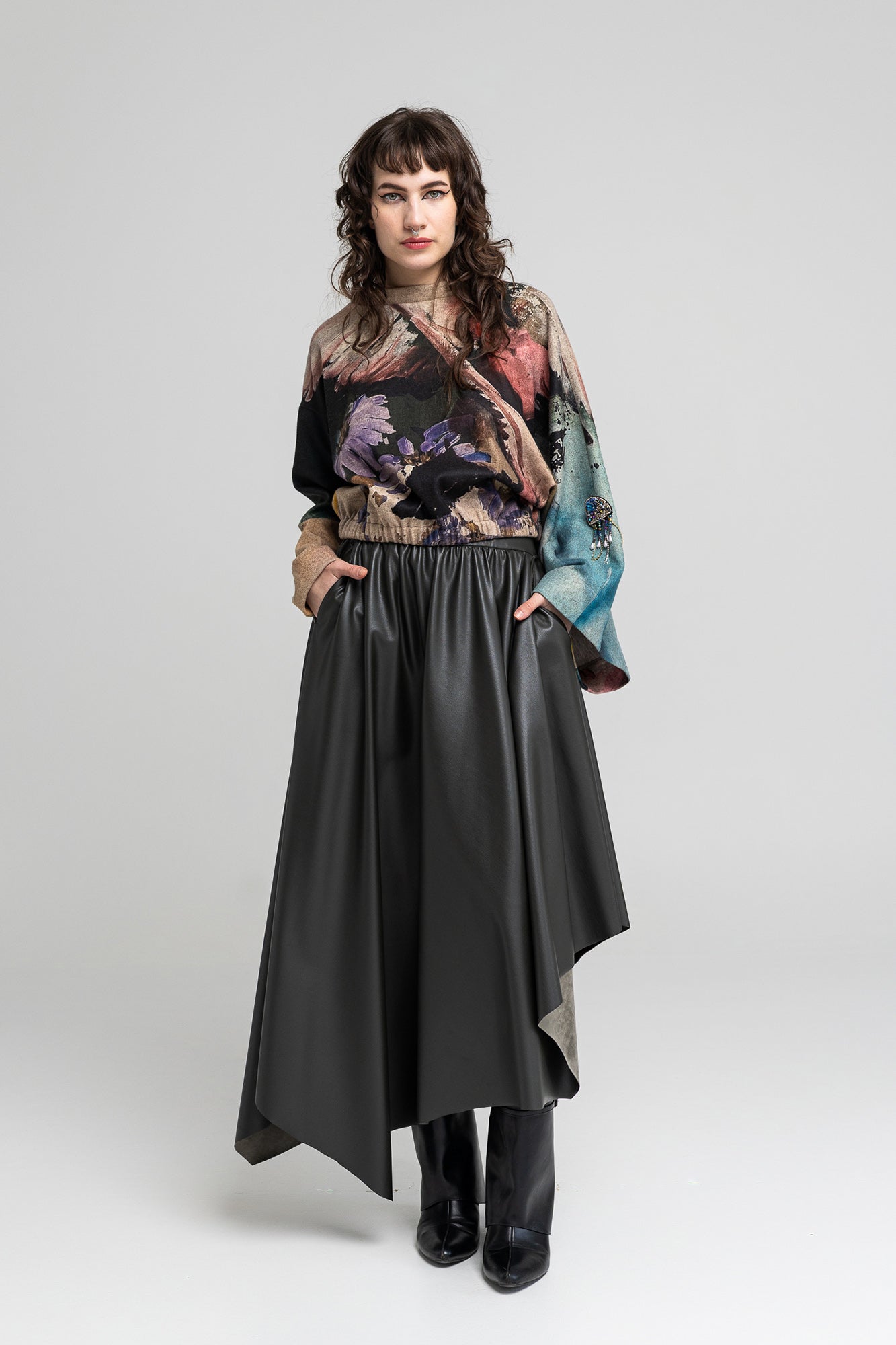 Sonny Asymmetric Flared Maxi Skirt