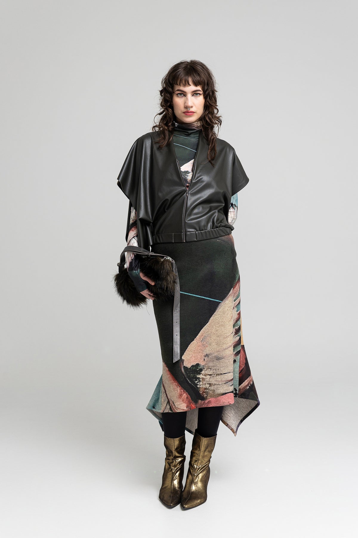 eco-leather oversized zipped vest artista budapest