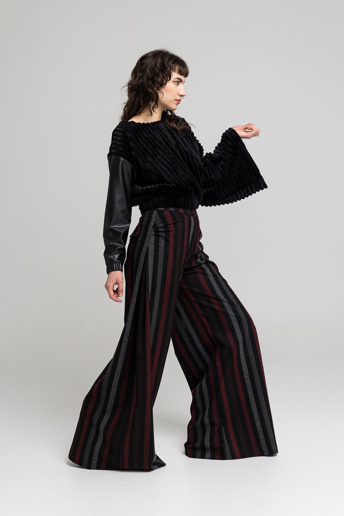 striped palazzo pants with side steam artista budapest