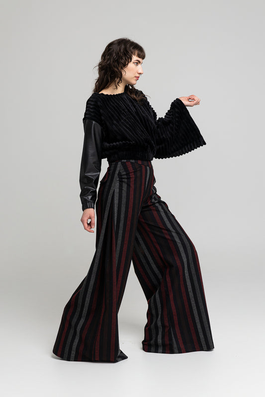 striped palazzo pants with side steam artista budapest