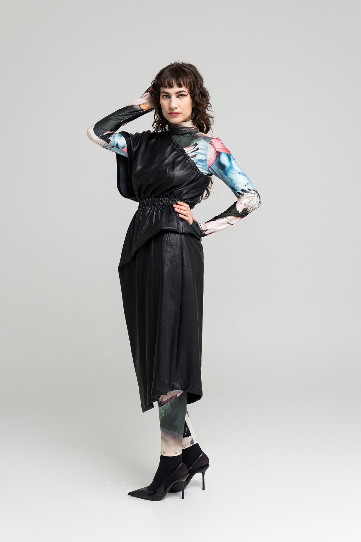 cold shoulder midi dress unique front fold artista budapest