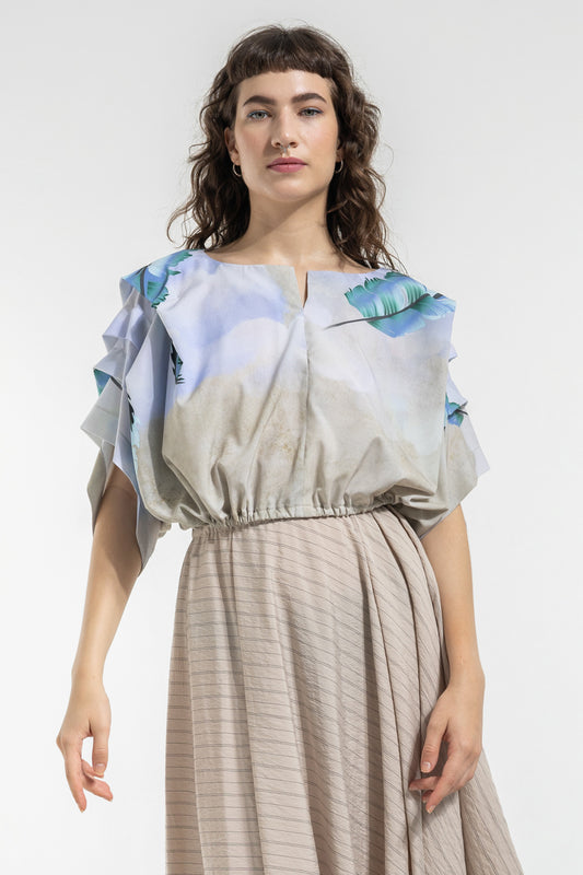 crop top with folded sleeves