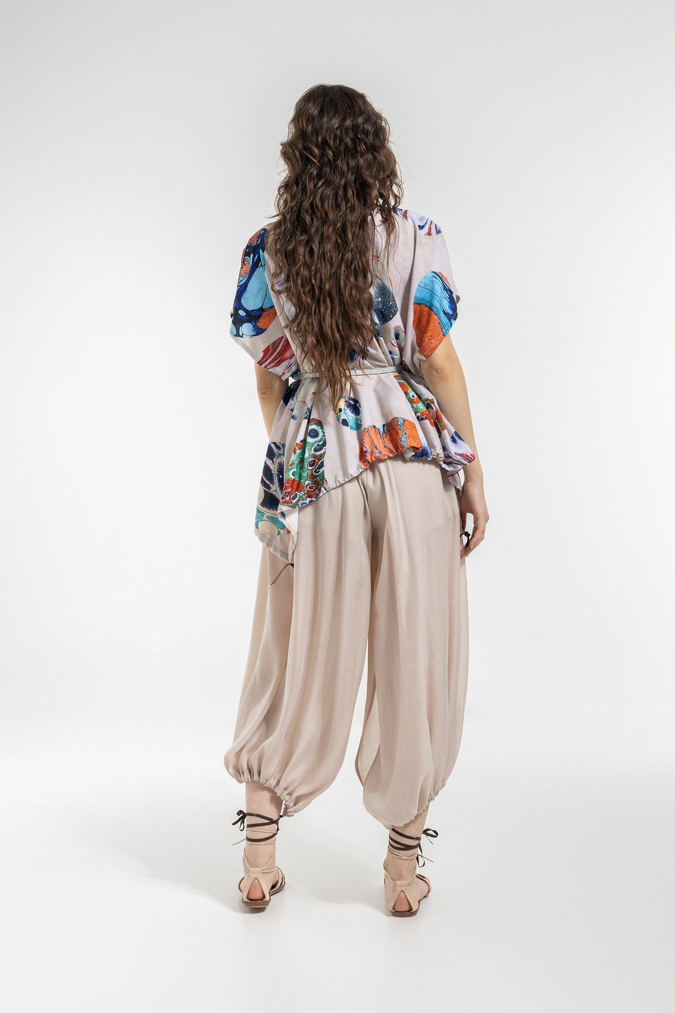 harem pants elastic mid rise waist