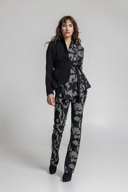 asymmetric blazer with overlapped v-neckline