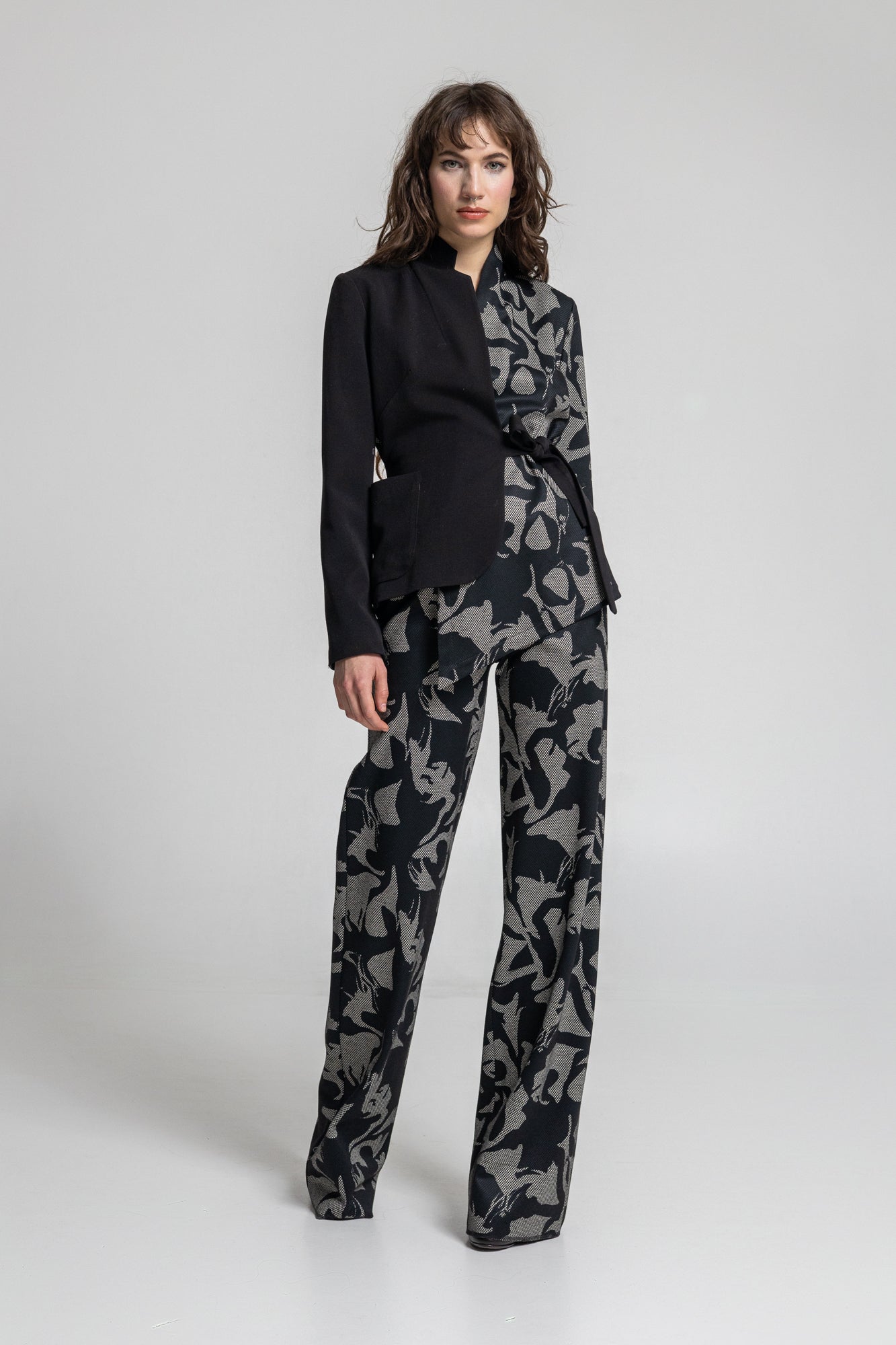 asymmetric blazer made from slightly elastic viscose blend